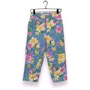 Jones New York Blue Floral Crop Pants Size 4